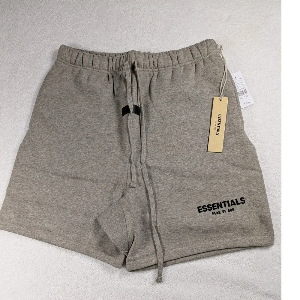 Fear of God Essentials Sweat Shorts Dark Oatmeal Mens Medium New NWT 0217-462